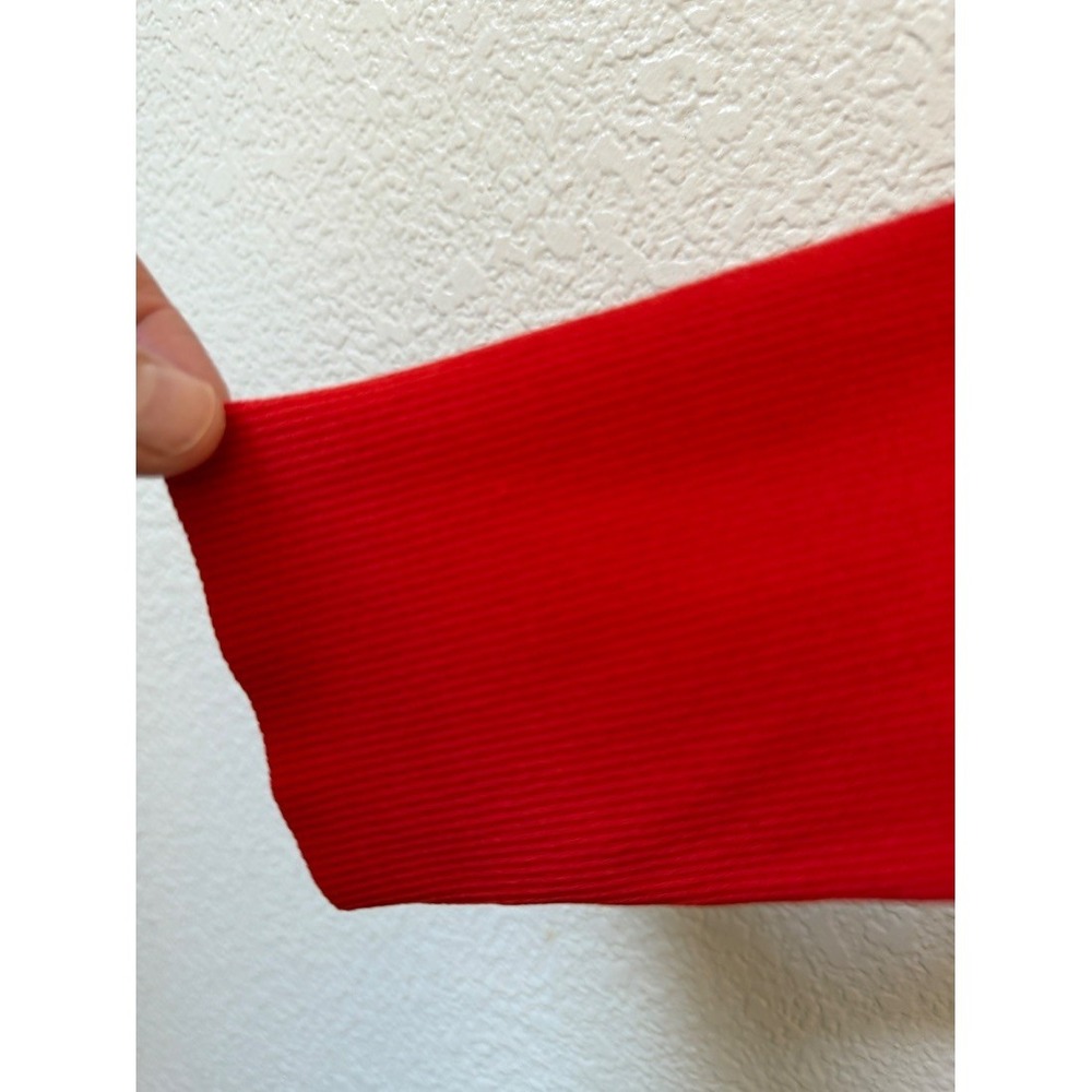 Theoryβ Womens Red Ribbed Knit Long Sleeve Crewneck Fitted Sweater Top L - Picture 9 of 16